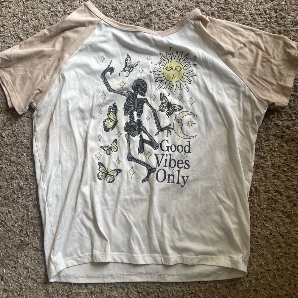 Tan and White Graphic Tee